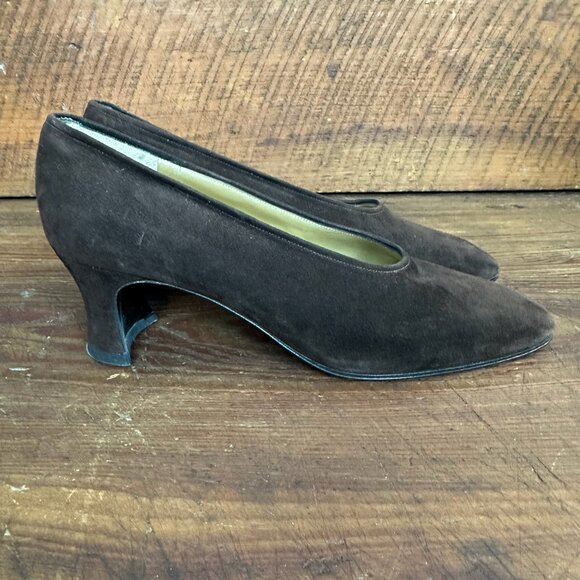 Yves Saint Laurent YSL Classic Brown Suede Pump Heels Size 7 - Picture 4 of 11
